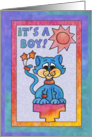 Blue Star Cat, Baby boy announcement card