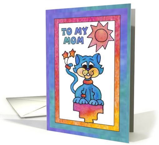 Blue Star Cat, Mom, Happy Birthday card (812173)