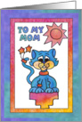Blue Star Cat, Mom, Happy Birthday card