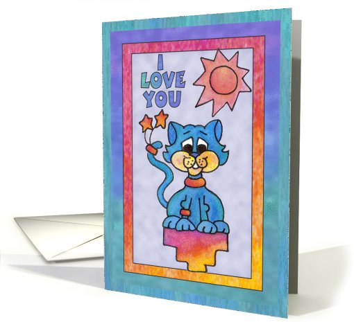 Blue Star Cat, I love you card (812201)