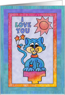 Blue Star Cat, I love you card