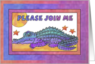 Purple Crocodile Invitation, please join me card