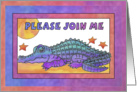 Purple Crocodile Invitation, please join me card