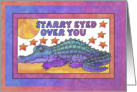 Purple Crocodile, Starry eyed over you... blank greeting card