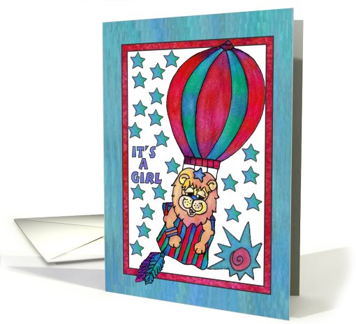 Little Lion Hot Air Balloon, It's a Girl card (812848)