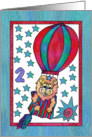 Little Lion Hot Air Balloon,Happy Birthday 2yr old boy card