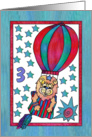 Little Lion Hot Air Balloon,Happy Birthday 3yr old boy card