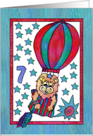 Little Lion Hot Air Balloon,Happy Birthday 7yr old boy card