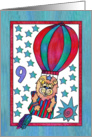 Little Lion Hot Air Balloon,Happy Birthday 9yr old card
