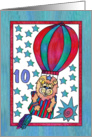 Little Lion Hot Air Balloon,Happy Birthday 10yr old card