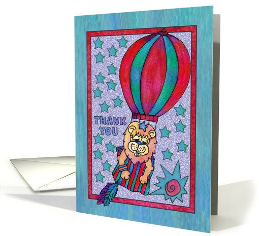 Little Lion Hot Air Balloon, thank you card (813014)