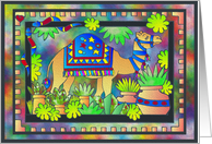 Colorful Camel With Mulit-colored Plants and Borders card