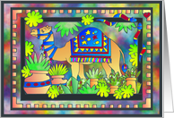 Colorful Camel With Mulit-colored Plants and Borders, general greeting card
