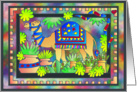 Colorful Camel With Mulit-colored Plants and Borders, general greeting card