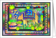 Colorful Camel With Mulit-colored Plants and Borders card