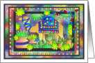 Colorful Camel With Mulit-colored Plants and Borders card