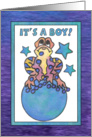Blue Moon Baby Frog , (It’s a boy) card