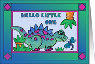 Little Dinosaur and Dragonfly ,Congratulations on birth of you baby. card