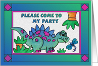 Little Dinosaur and Dragonfly ,Party Invitation card