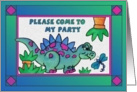 Little Dinosaur and Dragonfly ,Party Invitation card