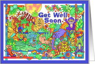 Colorful Painted Jungle Get Well Soon Card