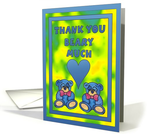 Blue Teddy Baby Shower - (Twins) Thank you card (822561)