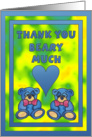 Blue Teddy Baby Shower - (Twins) Thank you Card