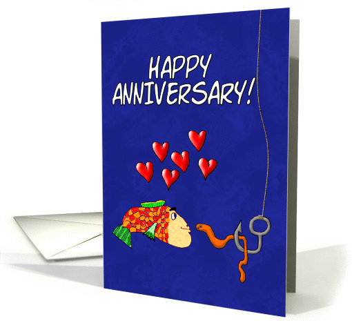 Humorous Happy Anniversary Soul Mate Fish and Bait card (1186962)