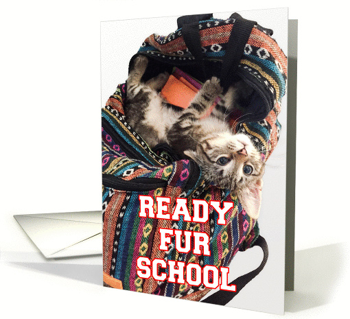 Back to School Kitten in Backpack card (1396524)