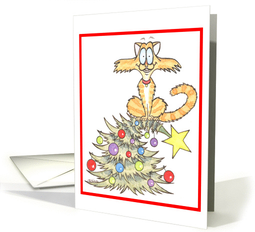 Christmas Tree Cat
 card (865637)