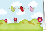 Flying Birdies in Spring card