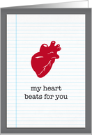 my heart beats for you valentine card