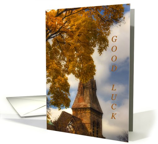 Steeple in Autumn-good luck in college card (853724)