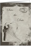 Save the Date-antique vintage wedding announcement card