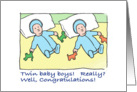 congratulations- twin baby boys - light complexion card