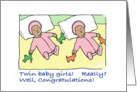 congratulations- twin baby girls- dark complexion card