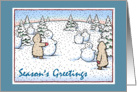 Snowmen and Kids - Snow - Season’s Greetings - card