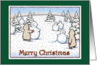 Snowmen and Kids - Snow at Christmas - White Christmas card