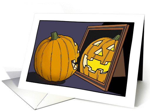 Pumpkin - Jack o' lantern with Mirror - Halloween card (823951)