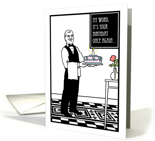 Birthday Cake - Butler - 1920 or 1930 style card (827002)