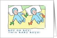birth announcement - twin boys -light complexion card