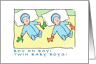 birth announcement - twin boys -light complexion card