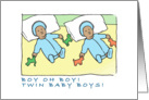 birth announcement - twin boys -dark complexion card