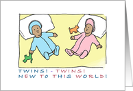 birth announcement - twins -dark complexion card