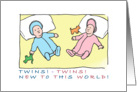 birth announcement - twins -light complexion card