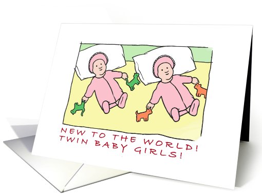 birth announcement - twin girls -light complexion card (831457)