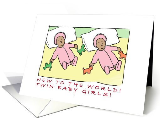 birth announcement - twin girls - dark complexion card (831459)