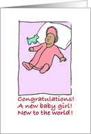 congratulations- baby girl - dark complexion card