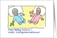 congratulations- twin babies - light complexion card