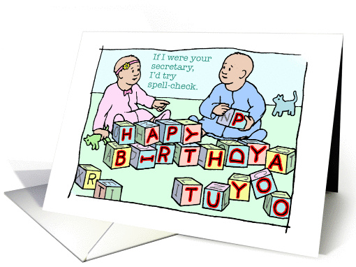 happy birthday-baby spelling joke card (833430)